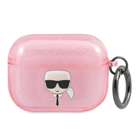 Karl Lagerfeld Kryt KLAPUKHGP AirPods Pro ružový / ružový Glitter Karl`s Head